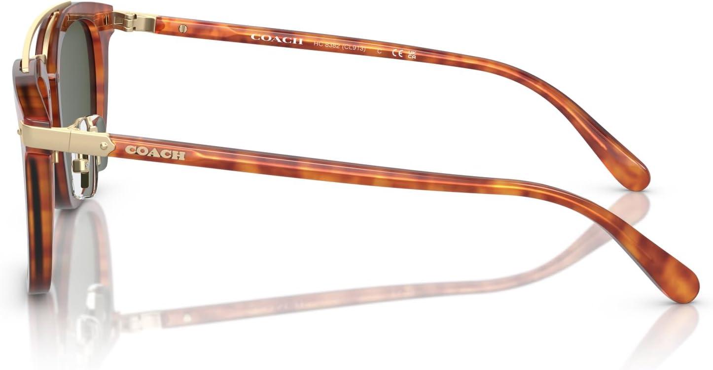 imageCoach Mens Hc8382 Square SunglassesCaramel TortoiseArmy Green Solid