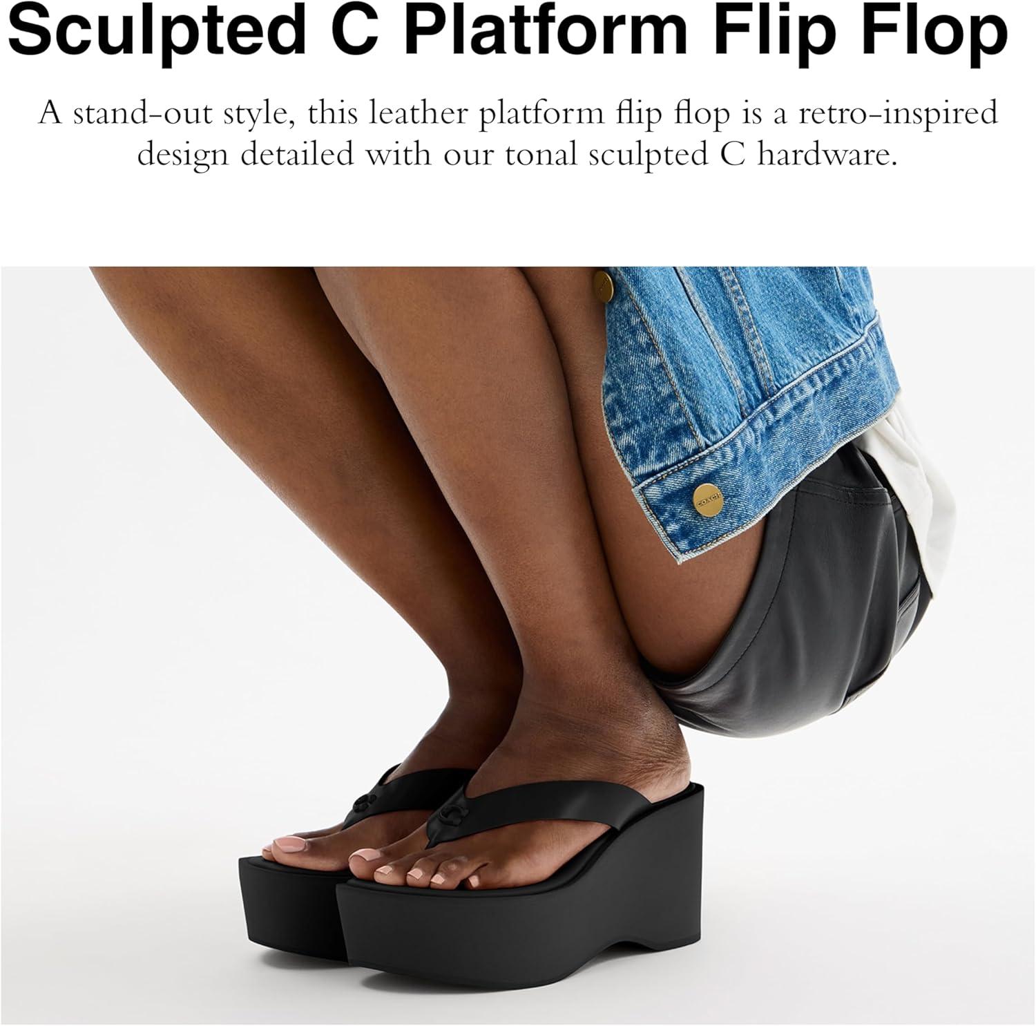 imageCoach Womens Sculpted C Platform Flip FlopBlack