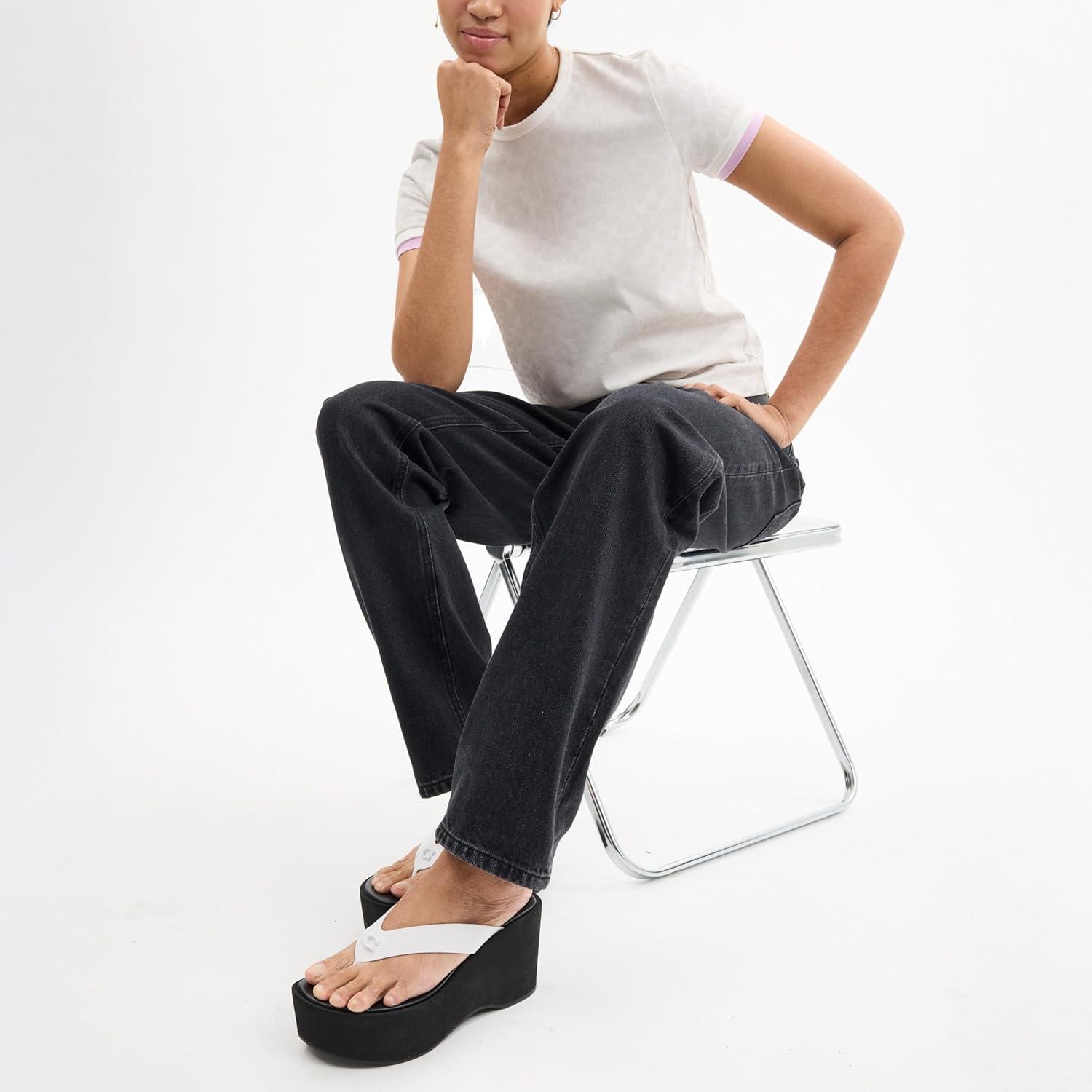 imageCoach Womens Sculpted C Platform Flip FlopOptic WhiteBlack