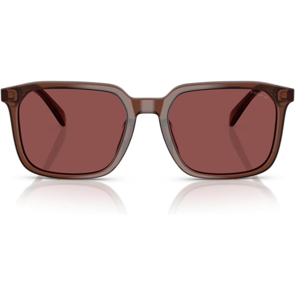 imageCOACH Mens Hc8411u Universal Fit Square SunglassesTransparent MahoganyWine Solid
