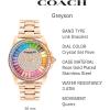 imageCoach Greyson Womens Watch  3H Dial with Signature C Link Bracelet and Crystal Bezel  Water Resistant 3 ATM30 Meters  Premium Fashion Timepiece for Everyday Style  36mmRose Gold
