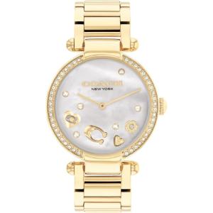 imageCOACH Cary Womens Watch  Premium Fashion Timepiece for Her  Perfect for Day and Night  Water ResistantGold Plated with CrystalsWhite Morther of Pearl