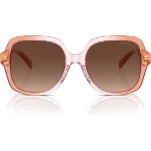 imageCOACH Womens Hc8395u Universal Fit Square SunglassesSaddleDusty Rose GradientBrown Gradient Polarized