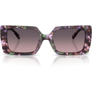 imageCOACH Womens HC8409U Rivet Universal Fit Square Sunglasses Amethyst Pearl TortoiseSmoke Purple Gradient 53 mm
