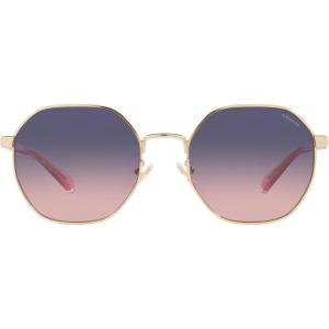 imageCoach Womens Hc7147 Hexagonal SunglassesShiny Light GoldBlue Pink Gradient