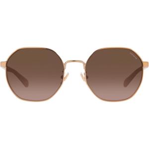 imageCoach Womens Hc7147 Hexagonal SunglassesShiny Rose GoldBrown Peach Mirrored