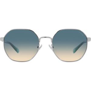 imageCoach Womens Hc7147 Hexagonal SunglassesShiny SilverBlue Yellow Gradient