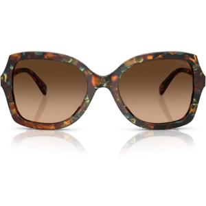 imageCOACH Womens Hc8410u Rivet Universal Fit Butterfly SunglassesJade Pearl TortoiseBrown Gradient