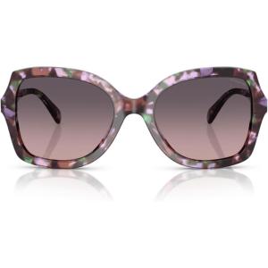 imageCOACH Womens HC8410U Rivet Universal Fit Butterfly Sunglasses Amethyst Pearl TortoiseSmoke Purple Gradient 56 mm
