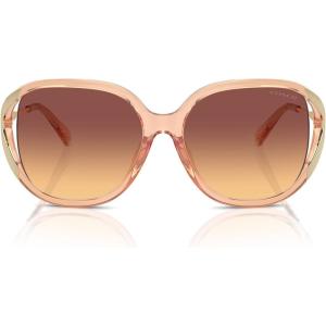 imageCOACH Womens Hc8396u Universal Fit Square SunglassesTransparent ChampagneMaroon Canary Gradient