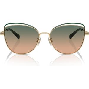 imageCoach Womens Hc7162 Cat Eye SunglassesShiny Light GoldPineGreen Champagne Gradient