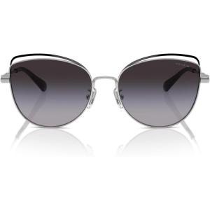 imageCoach Womens Hc7162 Cat Eye SunglassesShiny SilverBlackGrey Gradient