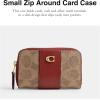 imageCOACH Womens Small Zip Around Case AccessoryTravelers Card SleevesB4TanRuby
