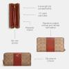 imageCoach ColorBlock Coated Canvas Signature Slim Accordion Zip Tan Rust