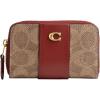 imageCOACH Womens Small Zip Around Case AccessoryTravelers Card SleevesB4TanRuby