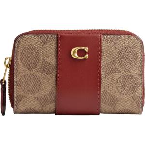 imageCOACH Womens Small Zip Around Case AccessoryTravelers Card SleevesB4TanRuby
