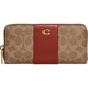 imageCoach ColorBlock Coated Canvas Signature Slim Accordion Zip Tan Rust