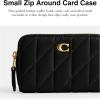 imageCoach Quilted Pillow Leather Small Zip Around Card Case BLACK