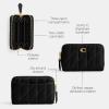 imageCoach Quilted Pillow Leather Small Zip Around Card Case BLACK