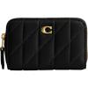 imageCoach Quilted Pillow Leather Small Zip Around Card Case BLACK