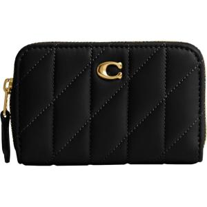 imageCoach Quilted Pillow Leather Small Zip Around Card Case BLACK