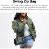 imageCoach Crinkle Patent Swing Zip Bag LHBlack