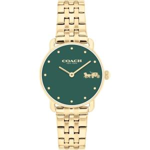 imageCOACH Elliot Womens Quartz Watch 2H Movement Stainless Steel Bracelet  WaterResistant 3ATM  Modern Minimalist  Gift for Her 28mmGold  Green