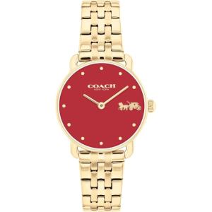 imageCOACH Elliot Womens Quartz Watch 2H Movement Stainless Steel Bracelet  WaterResistant 3ATM  Modern Minimalist  Gift for Her 28mmGold  Red