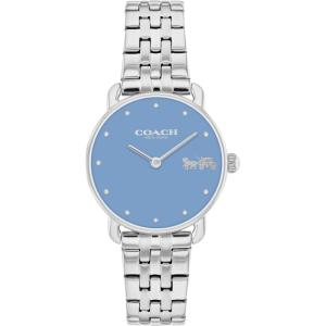 imageCOACH Elliot Womens Quartz Watch 2H Movement Stainless Steel Bracelet  WaterResistant 3ATM  Modern Minimalist  Gift for Her 28mmSilver  Blue