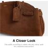 imageCoach Womens Suede Empire Carryall 34 ToteB4Warm Brown
