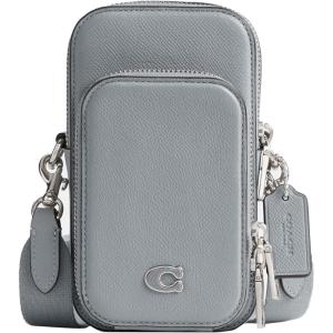 imageCoach Mens Phone Crossbody Bag in Crossgrain LeatherGrey  Blue