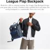 imageCoach Mens League Flap Backpack in Mixed Signature Canvas DenimDeep Blue Medium