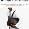 imageCoach Relay Tote in Loved Leather BlackLight Tan