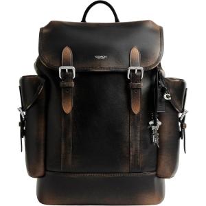 imageCoach Mens Hitch Backpack in Loved Leather BlackLight Tan MediumBlackLight Tan