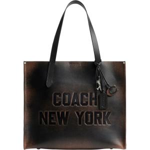 imageCoach Relay Tote Bag 34 in Loved Leather BlackLight Tan