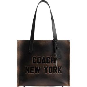imageCoach Relay Tote in Loved Leather BlackLight Tan