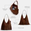imageCoach Brooklyn Shoulder Bag 39 with Fringe Warm Brown Suede