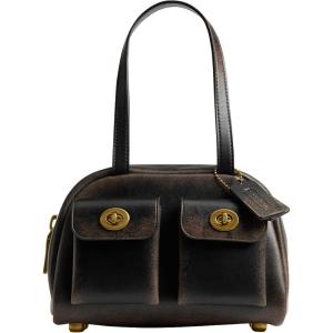 imageCoach Womens Twin Turnlock Bag 20Loved LeatherBrassBlack