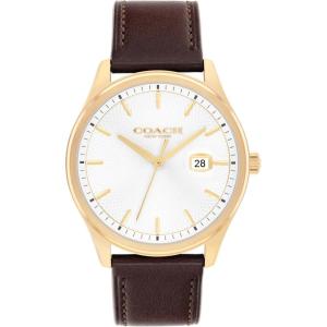 imageCoach Mens Oliver 3H Quartz Watch 41mm Case Size Genuine Leather Strap Date Display Classic for Every Day  Gift for Him