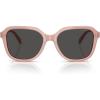 imageCoach Womens Hc8437f Low Bridge Fit Square SunglassesMilky Dark PinkGrey Solid