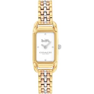 imageCoach Womens Cadie 2H Quartz Watch Art DecoInspired Rectangle Case Link Bracelet Horse and Carriage Motif Design Premium Fashion  Gift for HerTritone gold