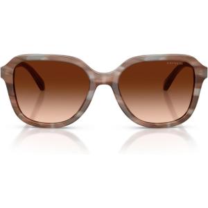 imageCoach Womens Hc8437f Low Bridge Fit Square SunglassesStriated RedwoodMapleBrown Gradient