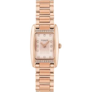 imageCoach Womens Reese 2H Quartz Watch Petite Rectangle Case Stainless Steel Link Bracelet with Crystal Accents Timeless Minimalism for Every Day  Gift for HerRose Gold
