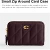 imageCoach Quilted Pillow Leather Small Zip Around Card CaseB4BLACK CURRANT