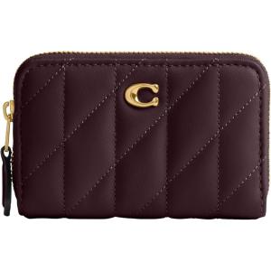 imageCoach Quilted Pillow Leather Small Zip Around Card CaseB4BLACK CURRANT