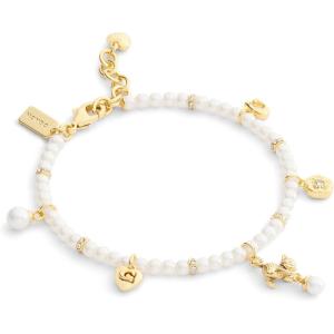 imageCOACH Jewelry Womens Signature Cat Charm Pearl Strand Bracelet