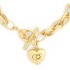 imageCOACH Jewelry Womens Signature Heart Charm Interlocking Link Bracelet