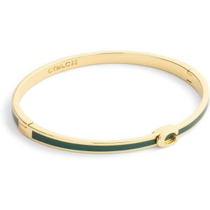 imageCOACH Jewelry Womens Signature C Enamel Bangle BraceletGreenGold