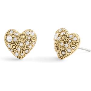 imageCOACH Jewelry Womens Signature C Pav Heart Stud Earrings
