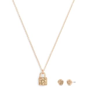 imageCOACH Jewelry Womens Signature C Pav Padlock Necklace ampamp Earrings Jewelry Set